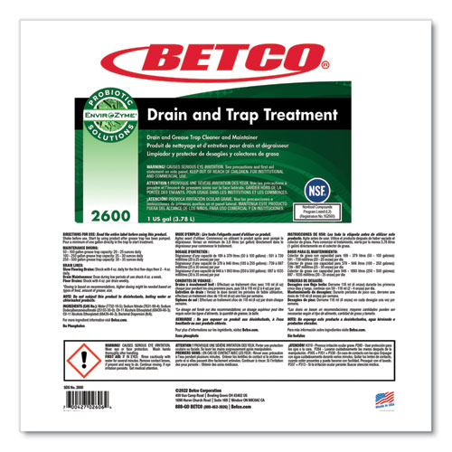 Picture of BioActive Solutions Drain and Trap Treatment, Ocean Scent, 1 gal Bottle, 4/Carton