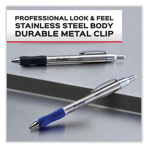 Picture of Profile Ballpoint Pen, Retractable, Medium 1 mm, Blue Ink, Blue/Silver Barrel, 2/Pack