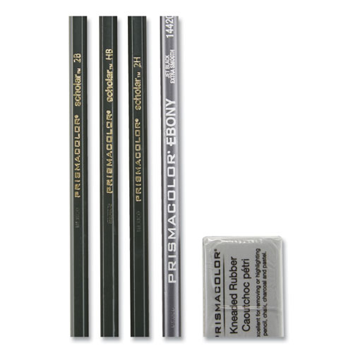 Picture of Scholar Graphite Pencil Set, 2 mm, Assorted Lead Hardness Ratings, Black Lead, Dark Green Barrel, 4/Set