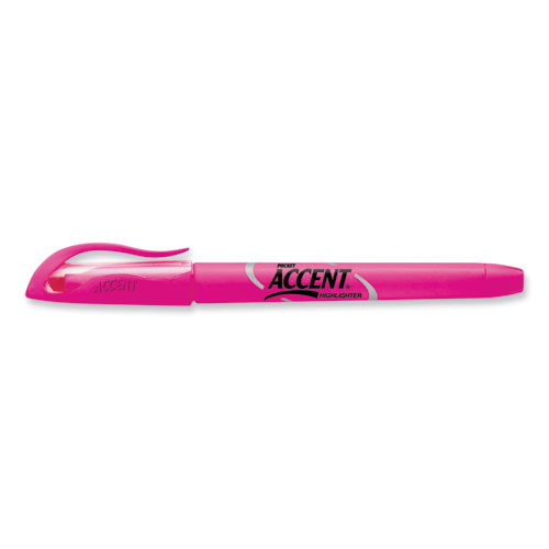 Picture of Pocket Style Highlighters, Fluorescent Pink Ink, Chisel Tip, Pink Barrel, Dozen