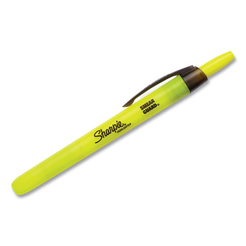 Picture of Retractable Highlighters, Fluorescent Yellow Ink, Chisel Tip, Yellow/Black Barrel, Dozen