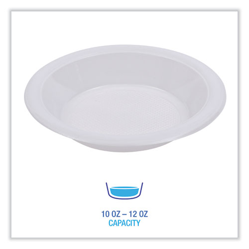 Picture of Hi-Impact Plastic Dinnerware, Bowl, 10 to 12 oz, White, 1,000/Carton