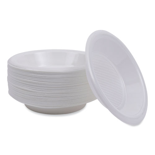 Picture of Hi-Impact Plastic Dinnerware, Bowl, 10 to 12 oz, White, 1,000/Carton