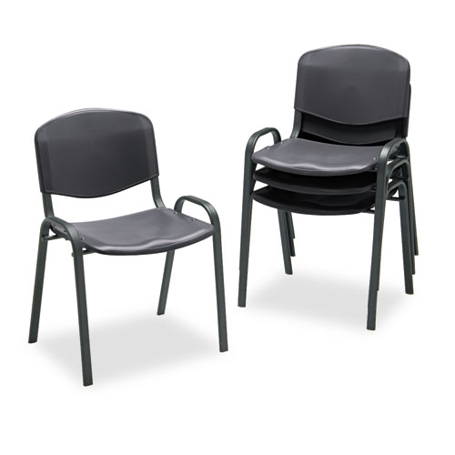 Picture of Stacking Chair, Supports Up to 250 lb, 18" Seat Height, Black Seat, Black Back, Black Base, 4/Carton