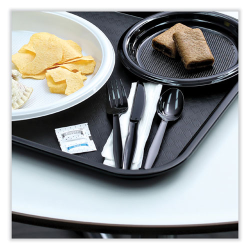 Picture of Six-Piece Cutlery Kit, Condiment/Fork/Knife/Napkin/Teaspoon, Black, 250/Carton