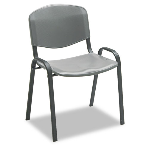 Picture of Stacking Chair, Supports Up to 250 lb, 18" Seat Height, Charcoal Seat, Charcoal Back, Black Base, 4/Carton