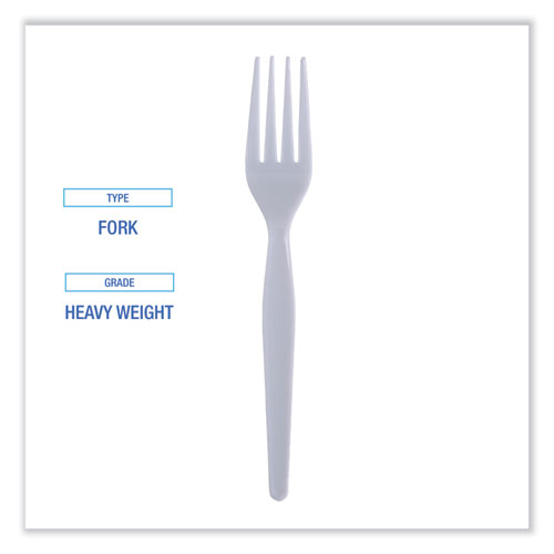 Picture of Heavyweight Polystyrene Cutlery, Fork, White, 1000/Carton