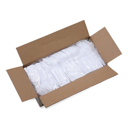 Picture of Heavyweight Polystyrene Cutlery, Fork, White, 1000/Carton