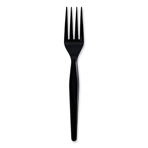 Picture of Heavyweight Wrapped Polystyrene Cutlery, Fork, Black, 1,000/Carton