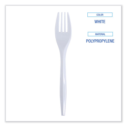 Picture of Mediumweight Wrapped Polypropylene Cutlery, Fork, White, 1000/Carton