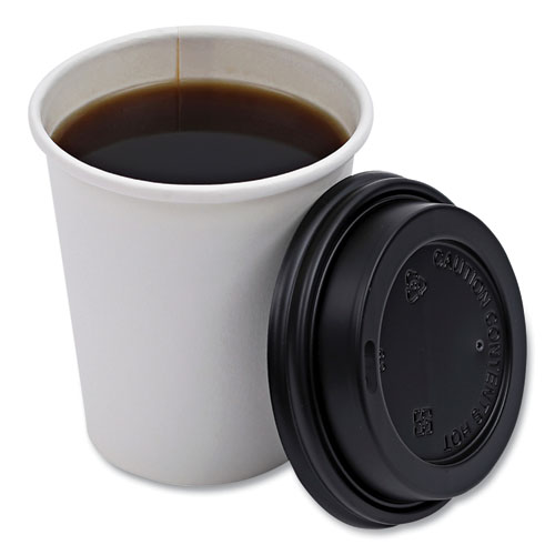 Picture of Hot Cup Lids, Fits 8 oz Hot Cups, Black, 1,000/Carton