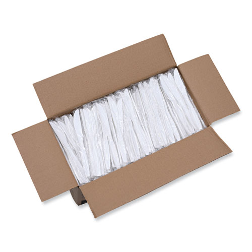 Picture of Heavyweight Wrapped Polypropylene Cutlery, Knife, White, 1,000/Carton