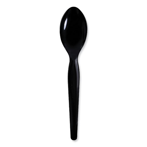 Picture of Heavyweight Wrapped Polystyrene Cutlery, Teaspoon, Black, 1,000/Carton