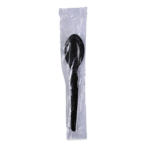 Picture of Heavyweight Wrapped Polystyrene Cutlery, Teaspoon, Black, 1,000/Carton