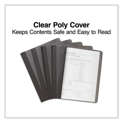 Picture of Clear Front Report Cover with Fasteners, Three-Prong Fastener, 0.5" Capacity, 8.5 x 11, Clear/Black, 25/Box