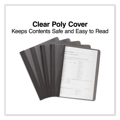 Picture of Clear Front Report Cover, Prong Fastener, 0.5" Capacity, 8.5 x 11, Clear/Black, 25/Box