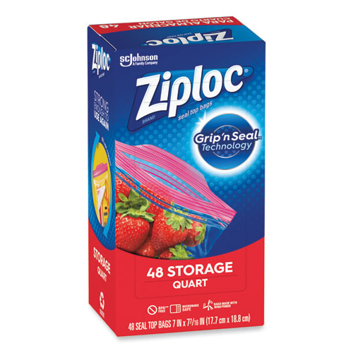 Picture of Double Zipper Storage Bags, Triple System Seal, Quart, 9.63" x 8.5", Clear, 9/Carton