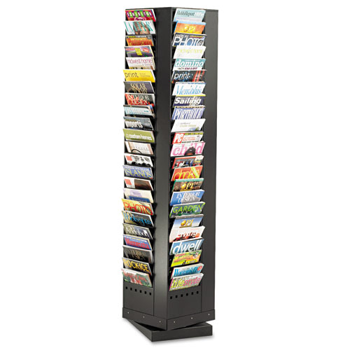 Picture of Steel Rotary Magazine Rack, 92 Compartments, 14w x 14d x 68h, Black