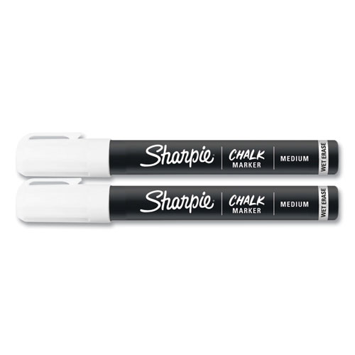 Picture of Wet-Erase Chalk Marker, Medium Bullet Tip, White, 2/Pack