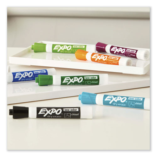 Picture of Low Odor Dry Erase Vibrant Color Markers, Broad Chisel Tip, Assorted Colors, 12/Set