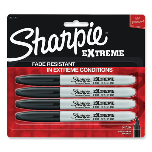 Picture of Extreme Marker, Fine Bullet Tip, Black, 4/Pack