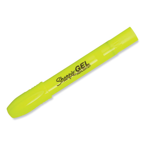 Picture of Gel Highlighters, Fluorescent Yellow Ink, Bullet Tip, Yellow Barrel