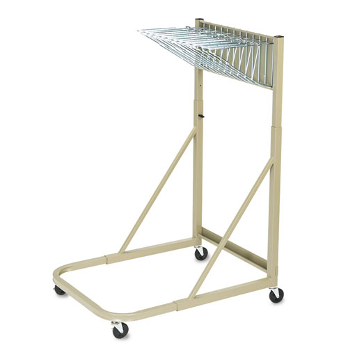 Picture of Steel Sheet File Mobile Rack, 12 Pivot Brackets, 27w x 37.5d x 61.5h, Sand