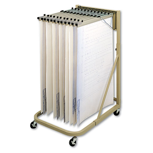 Picture of Steel Sheet File Mobile Rack, 12 Pivot Brackets, 27w x 37.5d x 61.5h, Sand