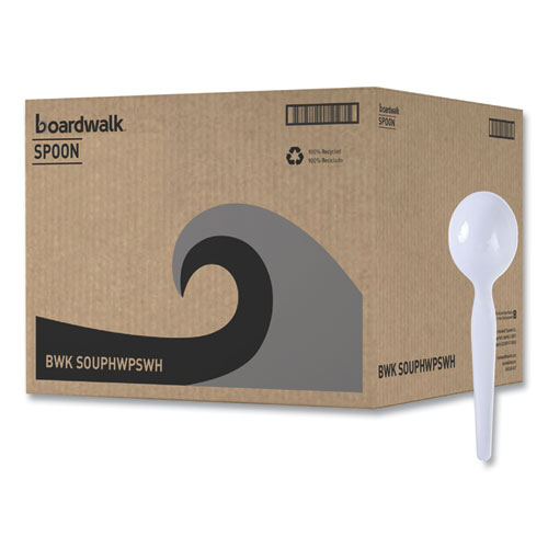 Picture of Heavyweight Polystyrene Cutlery, Soup Spoon, White, 1000/Carton