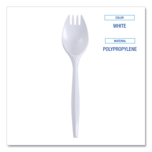 Picture of Mediumweight Wrapped Polypropylene Cutlery, Spork, White, 1,000/Carton