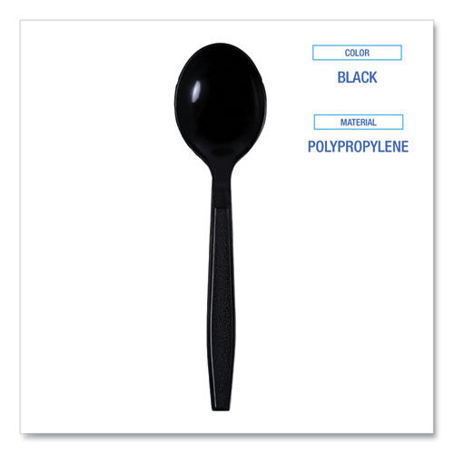 Picture of Heavyweight Wrapped Polypropylene Cutlery, Soup Spoon, Black, 1,000/Carton