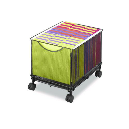 Picture of Onyx Mesh Mobile File Cube, Metal, 1 Bin, 13.5" x 16.75" x 13", Black