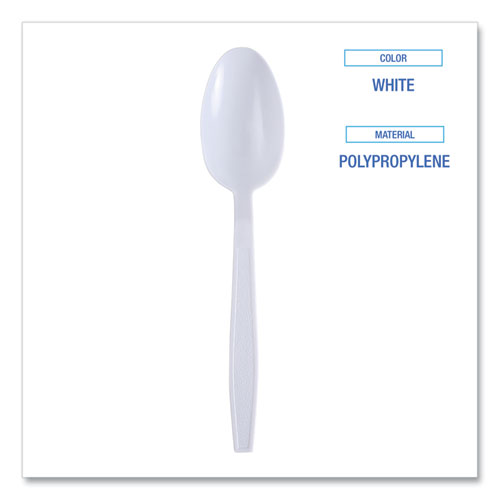 Picture of Heavyweight Wrapped Polypropylene Cutlery, Teaspoon, White, 1,000/Carton