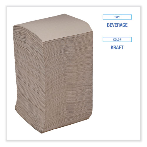 Picture of Beverage Napkins, 1-Ply, 9.5" x 9.5", Kraft, 500/Pack, 8 Packs/Carton