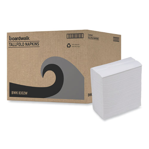 Picture of Tallfold Dispenser Napkin, 12" x 7", White, 500/Pack, 20 Packs/Carton