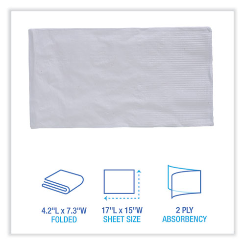 Picture of Dinner Napkin, 2-Ply, 17 x 15, White, 100/Pack, 30 Packs/Carton