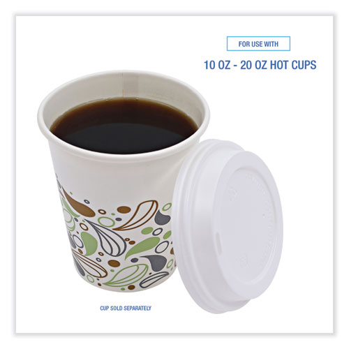 Picture of Deerfield Hot Cup Lids, Fits 10 oz to 20 oz Cups, White, Plastic, 50/Pack, 20 Packs/Carton