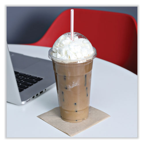 Picture of PET Cold Cup Dome Lids, Fits 14 oz to 24 oz Plastic Cups, Clear, 100 Lids/Sleeve, 10 Sleeves/Carton