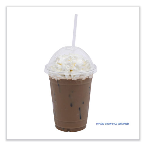 Picture of PET Cold Cup Dome Lids, Fits 14 oz to 24 oz Plastic Cups, Clear, 100 Lids/Sleeve, 10 Sleeves/Carton