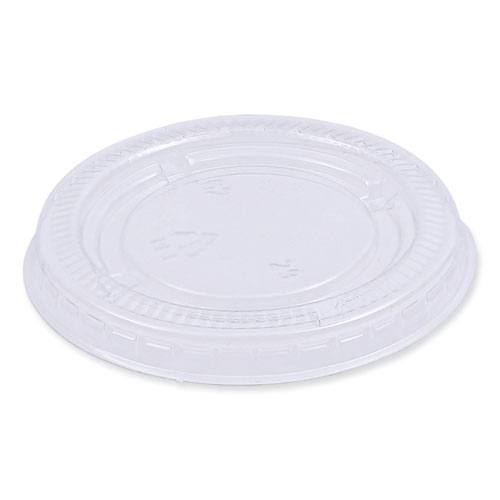 Picture of Souffle/Portion Cup Lids, Fits 1.5 oz and 2 oz Portion Cups, Clear, 2,500/Carton