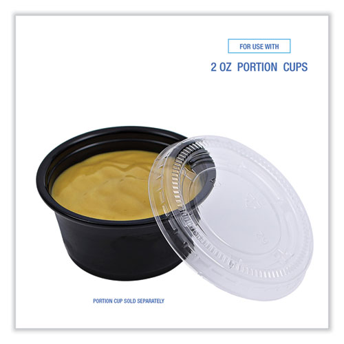 Picture of Souffle/Portion Cup Lids, Fits 1.5 oz and 2 oz Portion Cups, Clear, 2,500/Carton