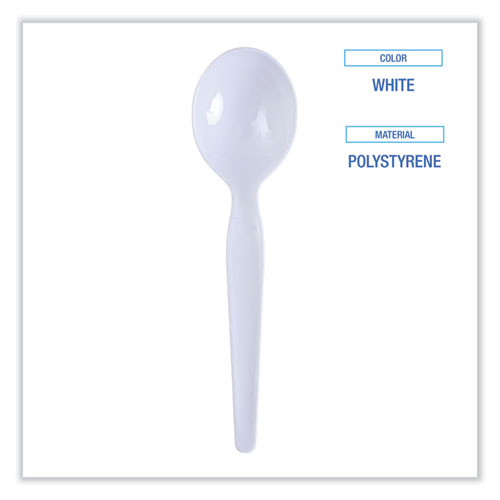 Picture of Heavyweight Polystyrene Cutlery, Soup Spoon, White, 1000/Carton