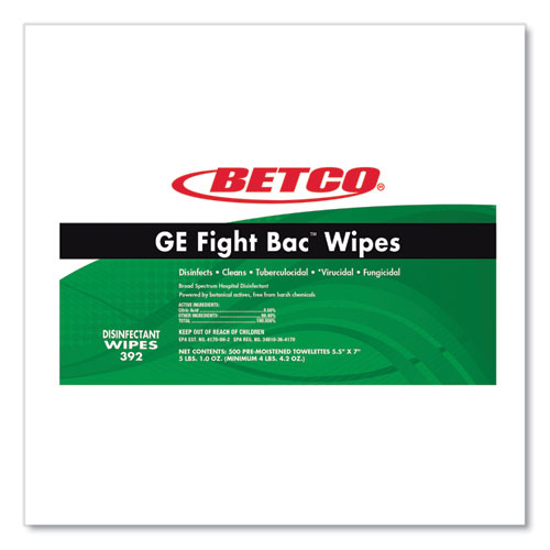 Picture of GE Fight Bac Disinfecting Wipes, 5.5 x 7, Fresh Scent, 500/Bucket, 4 Buckets/Carton