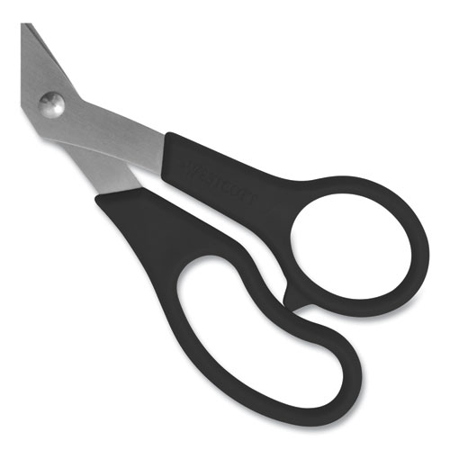 Picture of Value Line Stainless Steel Shears, 8" Long, 3.5" Cut Length, Black Offset Handles, 3/Pack