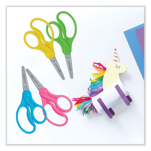 Picture of For Kids Scissors Teacher's Pack, Pointed Tip, 5" Long, 1.75" Cut Length, Straight Assorted Color Handles, 12/Pack