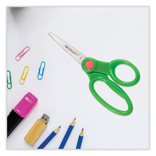 Picture of Kids' Scissors with Antimicrobial Protection, Pointed Tip, 5" Long, 2" Cut Length, Straight Assorted Color Handles, 12/Pack