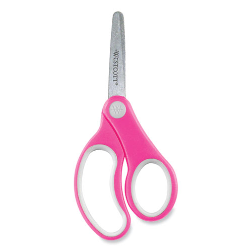 Picture of Soft Handle Kids Scissors, Rounded Tip, 5" Long, 1.75" Cut Length, Assorted Straight Handles, 12/Pack