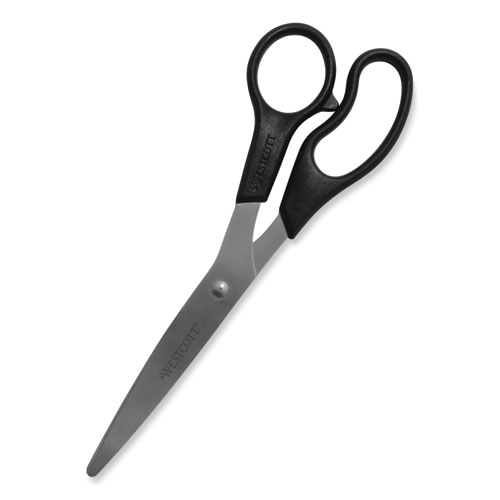 Picture of Value Line Stainless Steel Shears, 8" Long, 3.5" Cut Length, Offset Black Handle