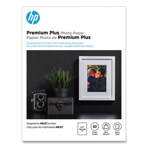 Picture of Premium Plus Photo Paper, 11.5 mil, 5 x 7, Glossy White, 60/Pack