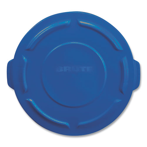 Picture of BRUTE Self-Draining Flat Top Lids for 32 gal Round BRUTE Containers, 22.25" Diameter, Blue